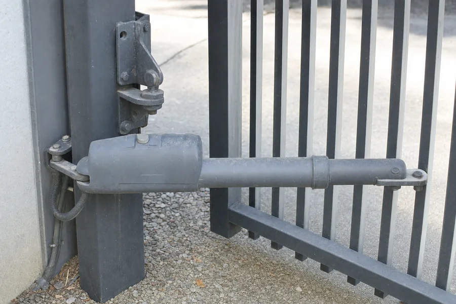 Driveway gate post, hinge and safety hardware in Springfield, MO